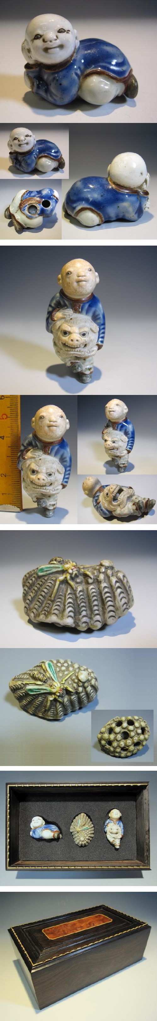 色絵平戸根付三趣三点