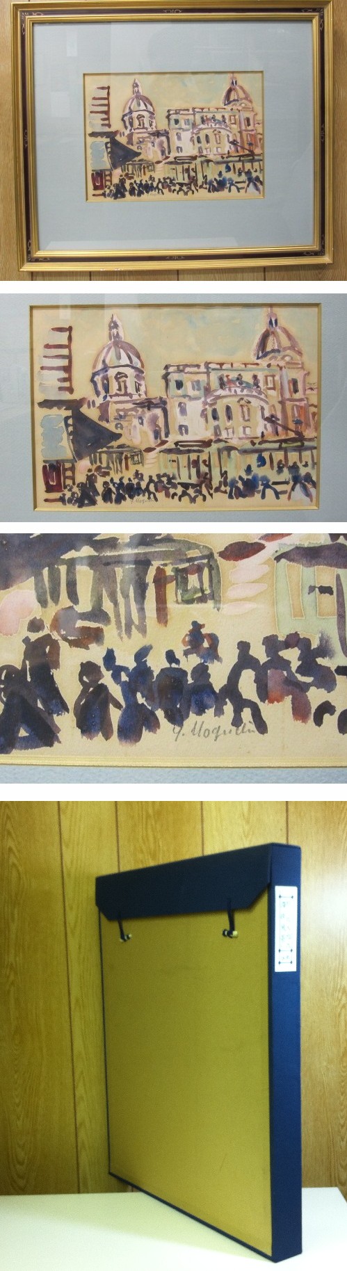 野口弥太郎 水彩画「滞欧風景」