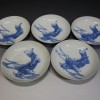平戸（三川内）焼　染付龍鯉文中皿五枚組