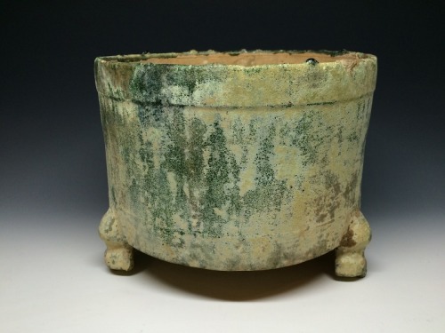 漢 緑釉三足温酒尊