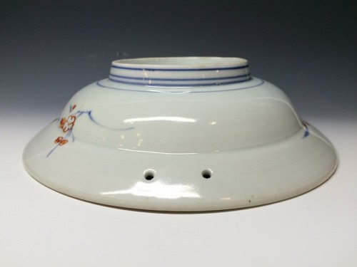 色絵花鉢文髭皿(古伊万里)