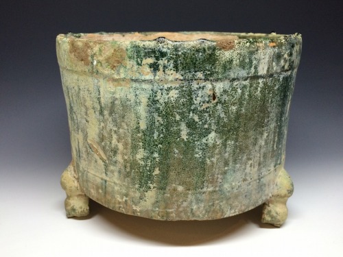 漢 緑釉三足温酒尊