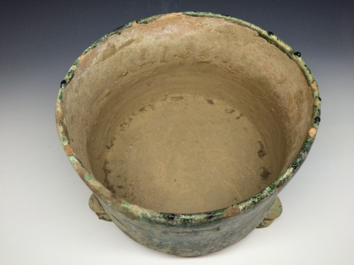 漢 緑釉三足温酒尊