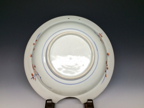 色絵花鉢文髭皿(古伊万里)