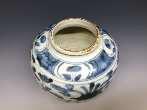 明 青花唐花文壺