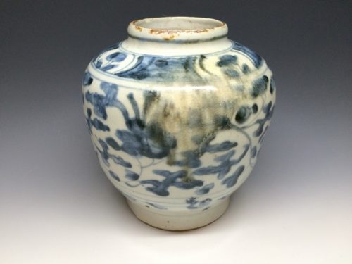 明 青花唐花文壺