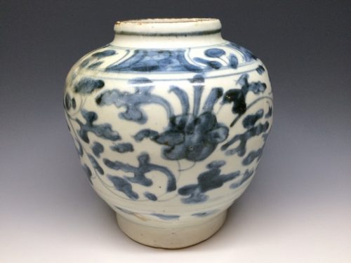 明 青花唐花文壺