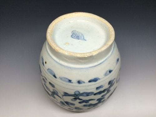 明 青花唐花文壺