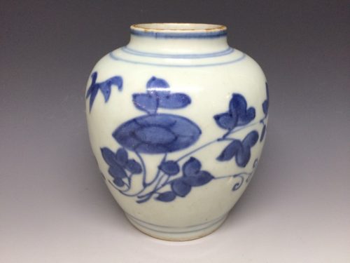 明 青花朝顔文小壺