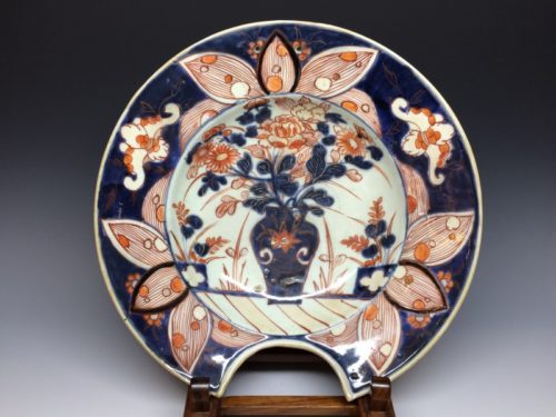 色絵牡丹花文髭皿（古伊万里）